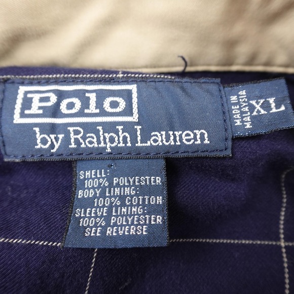 VTG Polo Ralph Lauren Jacket Mens XL Beige Bi Swing Full Zip Lined Bomber Coat - Picture 5 of 10